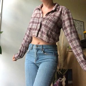 Cropped flannel tee